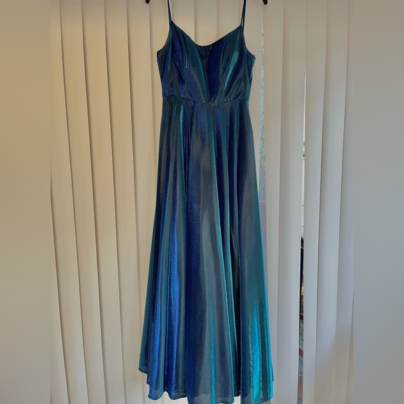 Blue Holographic Prom Dress Blue Holographic Prom Dress